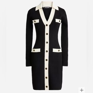J Crew BN155 NWT XS Black/Ivory Contrast Mini Sweater Dress